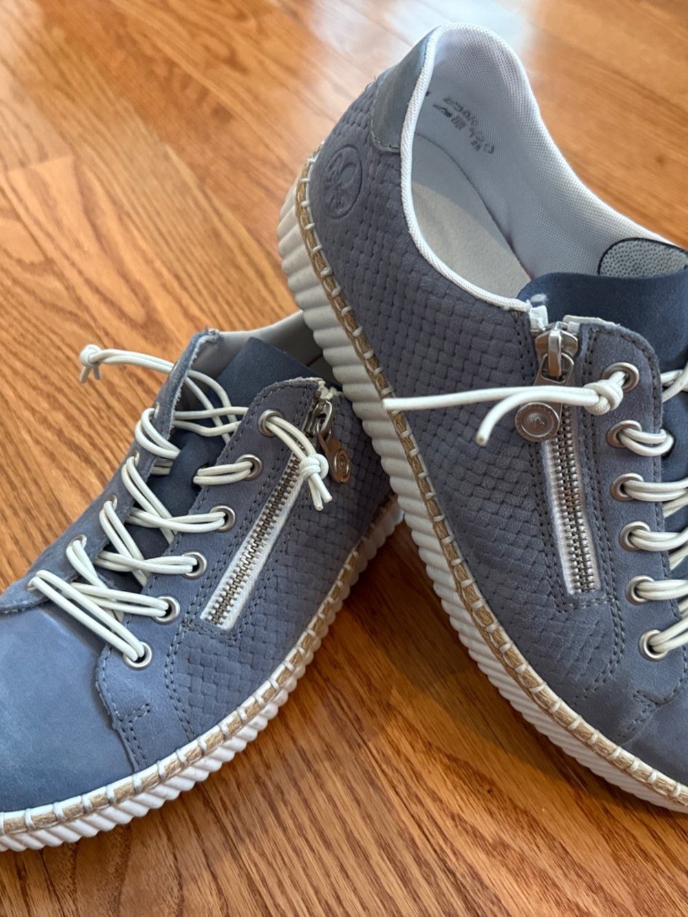 Rieker Gray Women's Lace-Up Sneakers with Side Zip